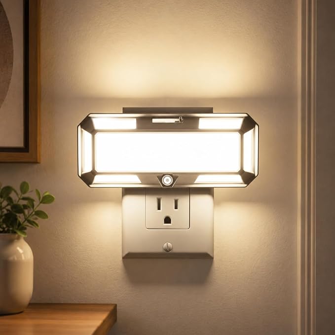 L LOHAS LED Bright Night Lights Plug into Wall, 0-250LM LED Night Light, Dusk to Dawn Sensor, 2W Dimmable Night Light, Daylight 5000K for Bathroom, Adults, Hallway, Bedroom, Stairway