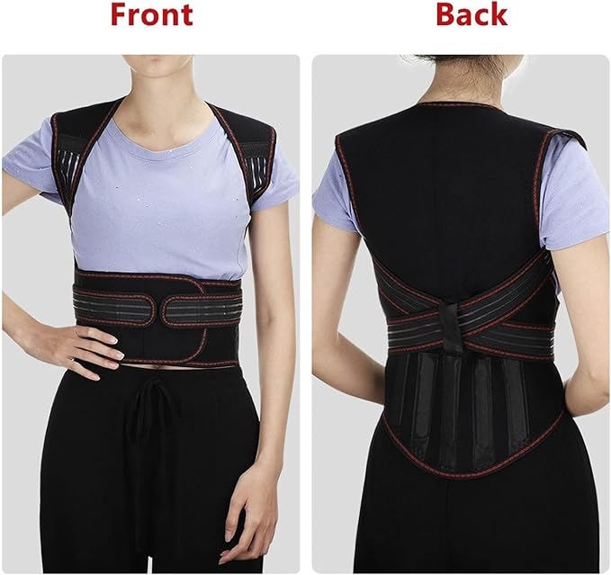 Physical Therapy Back Brace Posture Corrector for Seniors Men & Women Self-Heating 108pcs Magnets Full Back Lumbar Support Belt Shirts Vest Pain Relief for The Elderly