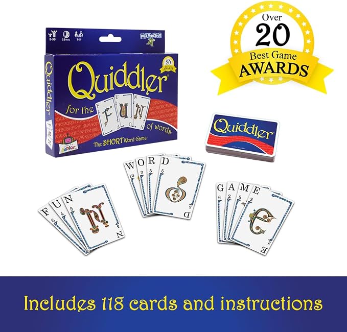 SET Enterprises Quiddler Word Game | Family Game Night, Travel Games, Screen-Free, Travel Game, Holiday Game, Playing Cards