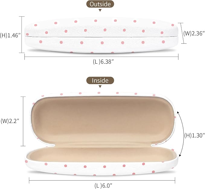 Glasses Case Hard Shell, Cute Sunglasses Case for Women Leather Protective Case for Eyeglass with Cleaning Cloth