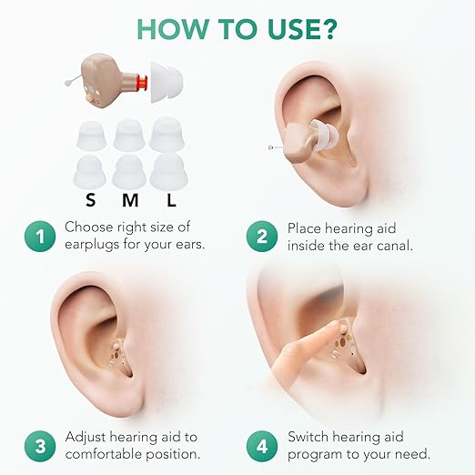 OTC Hearing Aids for Seniors, Hearing Amplifiers Devices Rechargeable with Noise Cancelling, Superior Sound Quality for Women Men Hearing Loss, Auto On/Of