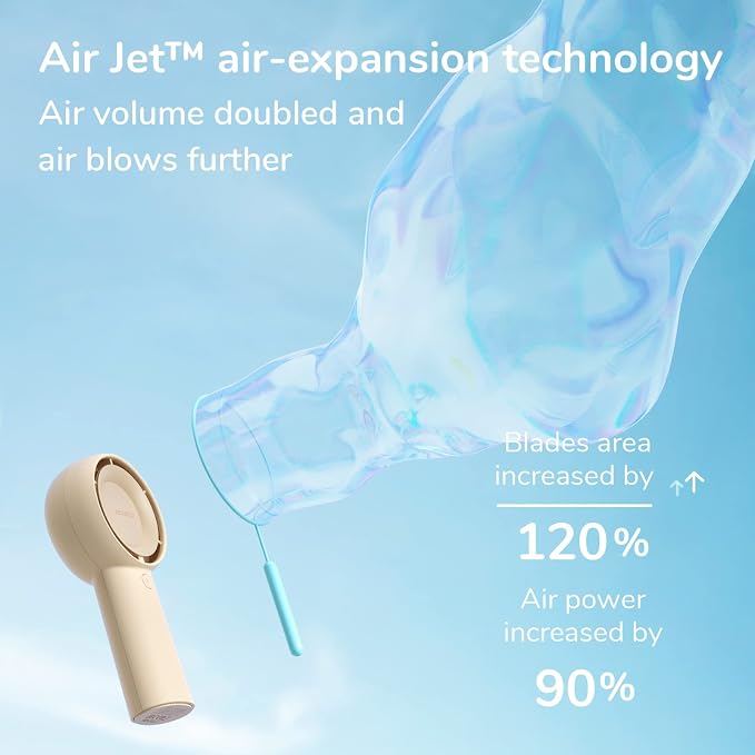 JISULIFE Portable Handheld Turbo Fan Rechargeable 4000mAh 5-Speed (Brown) | Up to 16H max cooling, Personal Battery Powered Pocket Fan for Travel/Outdoor/Vacation/Concerts, Birthday Gifts for Women