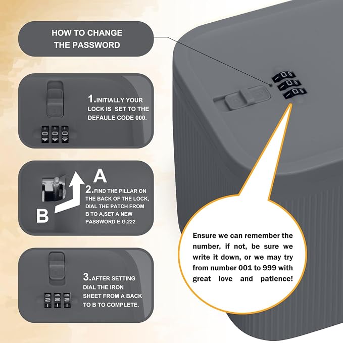 Lockable Storage Medicine Lock Box, 5cm Taller Combination Lockable for Code Medicine Safe Phone Jail Snacks Pill Safe Lockbox Small Cash Box with Locks for Home Fridge Office School Travel