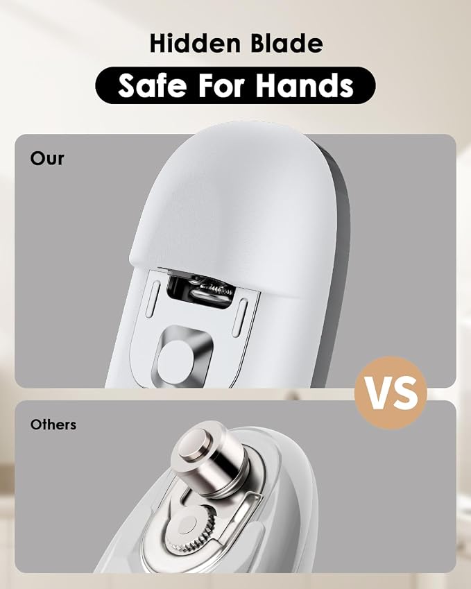 Canslab CORE Electric Can Opener_Single Touch Automatic Can Opener for Seniors with Arthritis, Auto Shut-off, Cordless Battery Powered, Side Cut, Smooth Edge, Handsfree, for Small or Large Cans, White