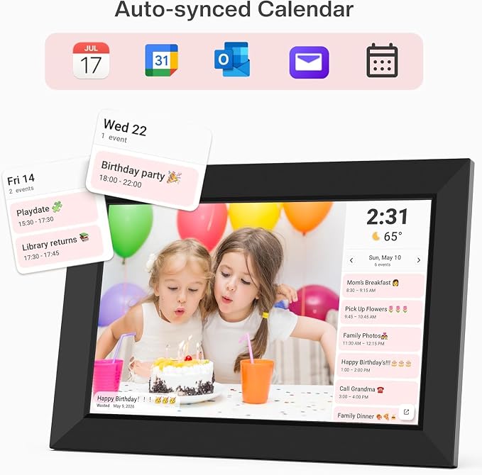 XElectron 32GB FRAMEO 10.1 Inch Smart WiFi Digital Picture Frame 1280x800 IPS Touch Screen, Auto-Rotate Portrait and Landscape, Built in Memory, Share Moments Instantly via Frameo App from Anywhere