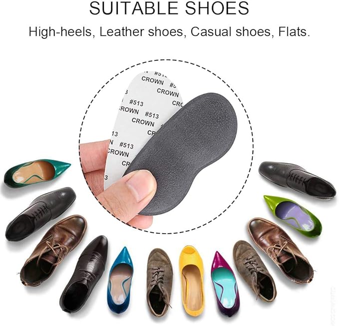Dr.Foot Heel Grips for Women and Men, Self-Adhesive Heel Cushion Inserts Prevent Slipping, Improve Too Big Shoes, Prevent Rubbing, Blisters, Foot Pain (Beige+Grey+Black)
