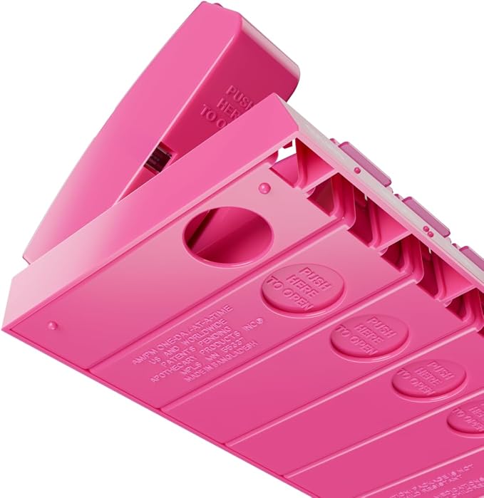 EZY DOSE Weekly, AM/PM Daily Pill Organizer, 7-Day Medicine Planner, Vitamin Container, Small Pop-Out Compartments, 2 Times a Day Pill Holder, Pink, Travel-Friendly, BPA Free
