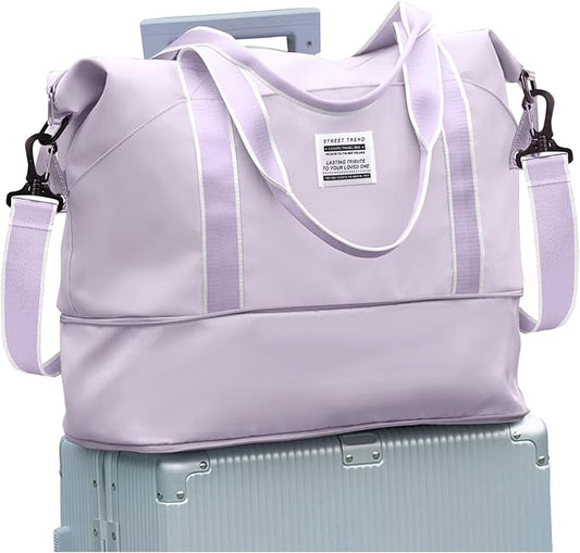 Travel Duffel Bag, Sports Tote Gym Bag, Shoulder Weekender Overnight Bag for Women