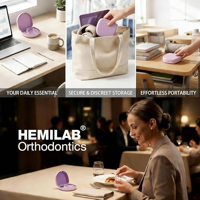 2 Pack Retainer Case, Slim Aligner Case with Vent Holes and Silicone Liner, Compatible with Invisalign, Includes Removal Tool, Brush, Chews, Pink