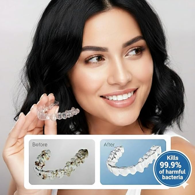 Fiona James 48kHz Ultrasonic Dental Pod Cleaner with UV – White | Retainer, Aligner, Night Guard & Denture Cleaner | Sonic Cleaning Machine for Oral Appliances & Jewelry