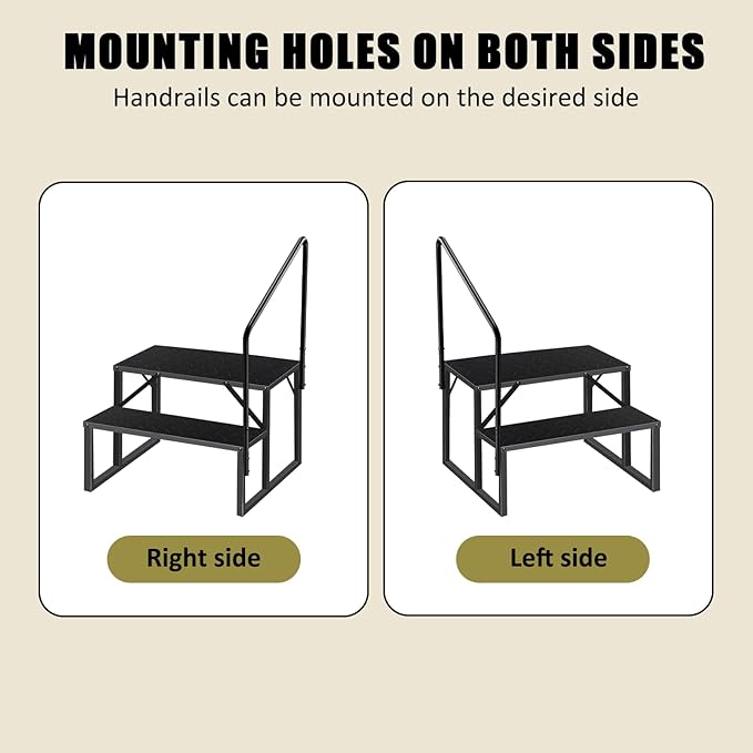 Step Ladder, Step Stool with Handle, Heavy Duty Pool Ladder Above Ground 660Lbs, Camper Steps Outdoor Steps RV Stairs for Reaching High, Portable Home Stairs for Travel Trailer (2 Step, Single Handle)