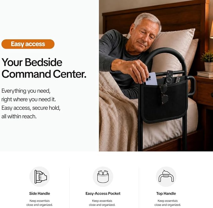 Medical king Bed Rails for Elderly Adults Safety Bed Assist Rails for Seniors with Adjustable Heights ASTM Approved Easy to get in or Out of Bed with Floor Support