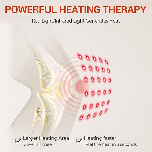 Red Light Therapy & Vibration Massage Knee Brace- 660nm&850nm Red Light Therapy Heated Device for Knee/Joint/Elbow/Shoulder Pain Relief, Faster Recovery- Infrared Light Therapy for Faster Recovery - Great for Athletes & Beyond