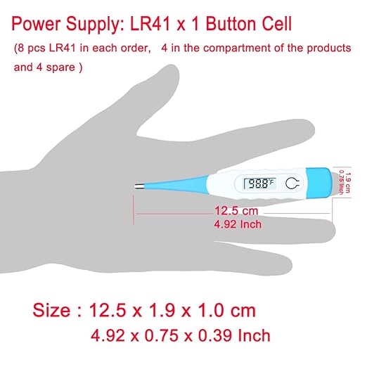 Digital Thermometer，BESTWYA Thermometer for Adult (B, Pack of 4) | Flexible Tip Accurate LCD Reading Oral, Rectal or Under Arm Use