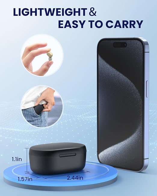 Hearing Aids for Seniors - Hearing Aid Rechargeable for Hearing Loss with Intelligent Noise Reduction,Invisible Audien Hearing Amplifier with Volume Control and Portable Charging Case
