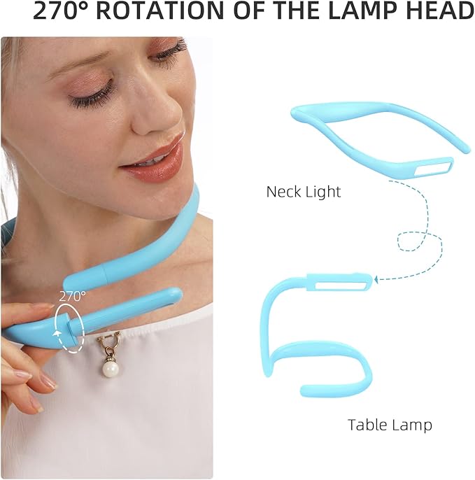 LED Neck Light with Adjustable Brightness, Book Lights for Reading in Bed, 3 Color Modes, Bendable Arm Design for Reading, Repair, Camping, Walking, Knitting, Night Running (2Pack)