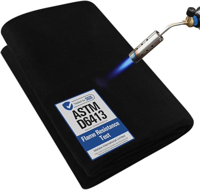 Fireproof Welding Blanket - 20x20 Inch, Matska Carbon Felt Soldering Mat & Pad, ASTM D6413 Certified 5mm Flame Retardant Fabric, Heat Shield for Brazing, Stove Wick, Black