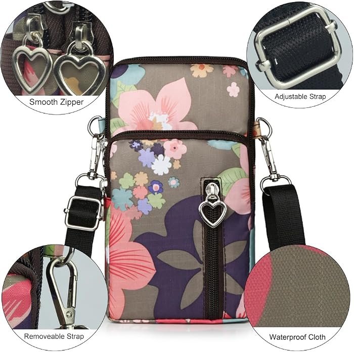 Small Crossbody Bag for Women - Mini Phone Purses with Crossbody Strap and Wallet - Nylon Arm Bag