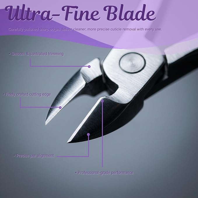 Manicure Pedicure Kit with Cuticle Trimmer - 2 Pack Professional Stainless Steel Cuticle Nipper & Dual-End Pusher, Dead Skin Remover Tools for Home DIY & Travel