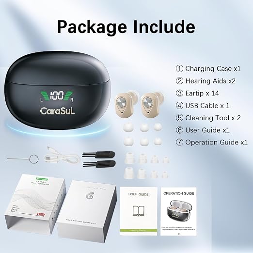 Hearing Aids for Seniors & Adults with 16-Channel Digital OTC Hearing Aids, Rechargeable, Comfort & Invisible In-Ear Design, Auto On/Off