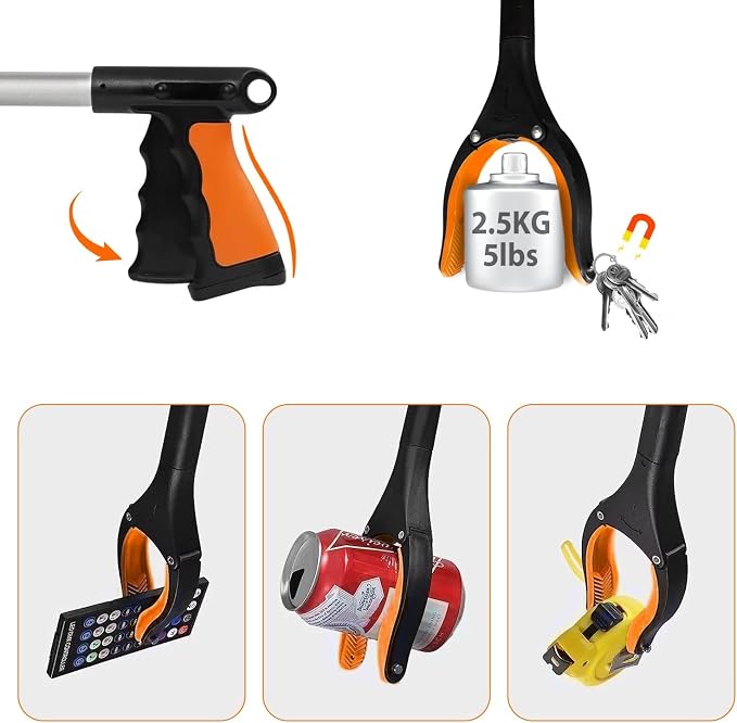 43" Foldable Grabber Reacher Tool,2pcs Reacher Grabber Pickup Tool,Gripper Reacher Grabber Tool with Rotating Jaw+Magnets,Grabber Reacher Tool Heavy Duty,