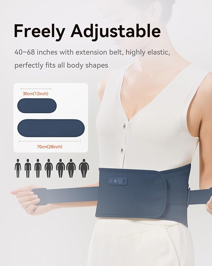 Cordless Heating Pad with Massager for Back Pain Relief: MAXwarm® 4.0, Portable Heated Back Brace with Lumbar Support for Sciatica, Large 8000mAh Battery, Christmas Gift for Women Men 65"