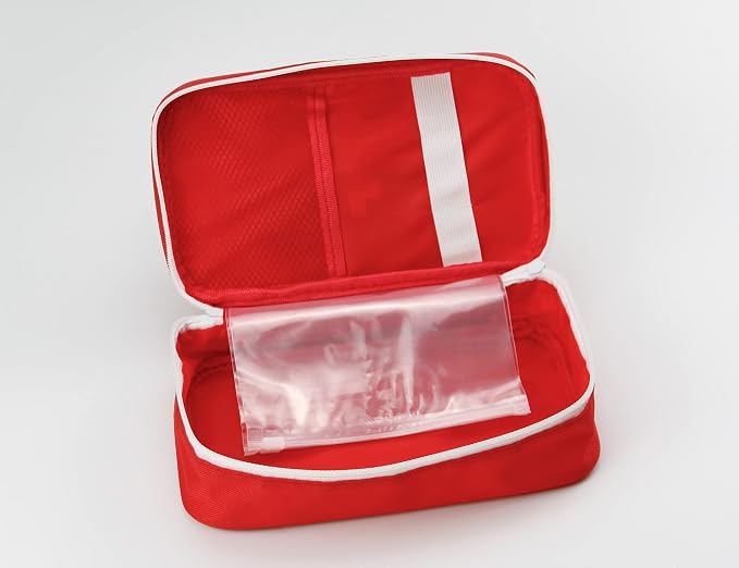 TOPASION Portable Empty First Aid Kit Bag, Travel Medicine Pouch, Small Medical Bag (Red)