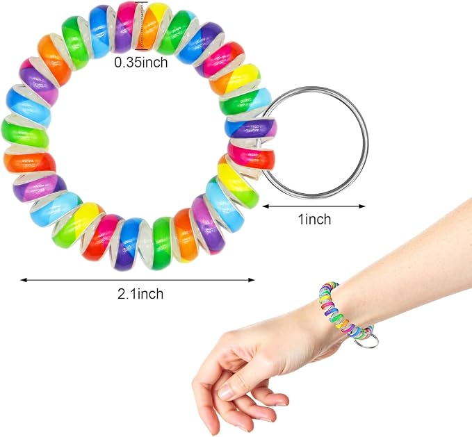 Spiral Coil Keychain, Anti-lost Key Chain Holder Lanyard Cord for Sauna Outdoor Sports and Gym Pool