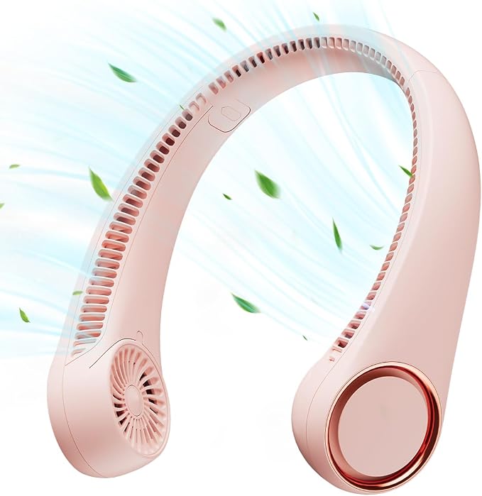 Gaiatop Portable Neck Fan Rechargeable, Hands-Free Cooling, 23.5hrs Runtime | Battery Powered Personal Wearable Fan Quiet, Summer Outdoor Travel Essentials, Birthday Gifts for Women Teen Girls, Pink