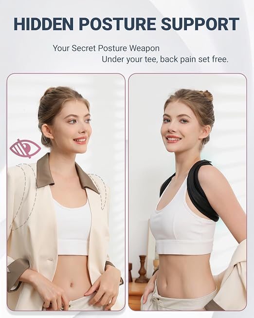 FOR OFFICE WOMEN: Y-Shaped Back Posture Corrector for Women Under Clothes, Adjustable Posture Brace for Commuting and Desk Work, Refine Your Professional Silhouette