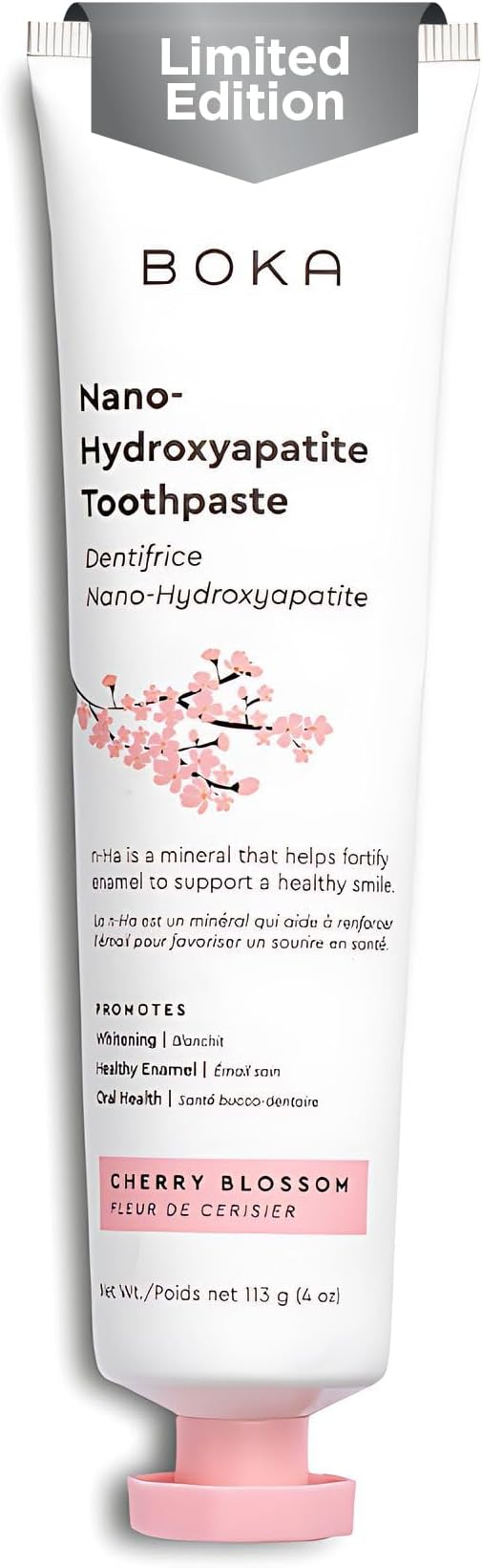Boka Fluoride Free Toothpaste, Nano Hydroxyapatite Toothpaste, Appropriate for Sensitive Teeth - for Adult Oral Care - Cherry Blossom Flavor, 4 Fl Oz 1Pk