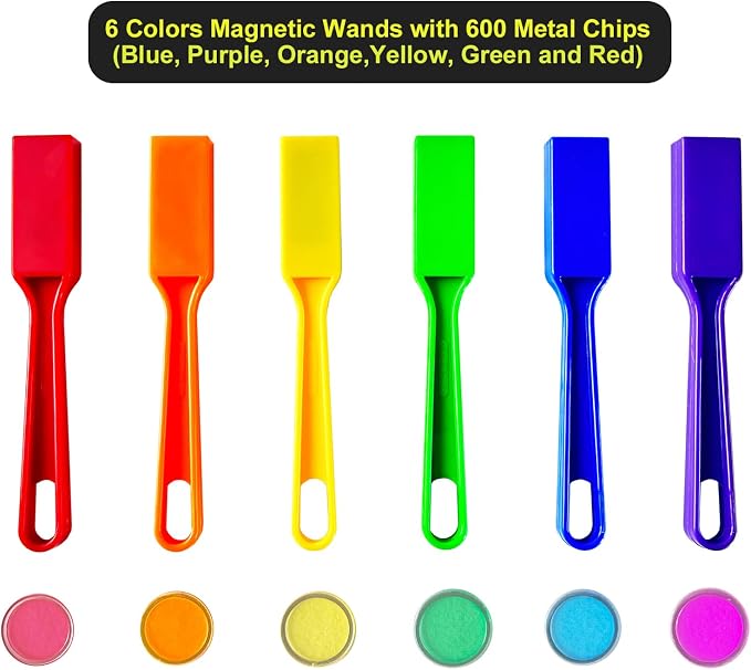SEETOOOGAMES Magnetic Bingo Chips Wands - 6 Color 600 Metal Chips with 6 Wands for Classroom