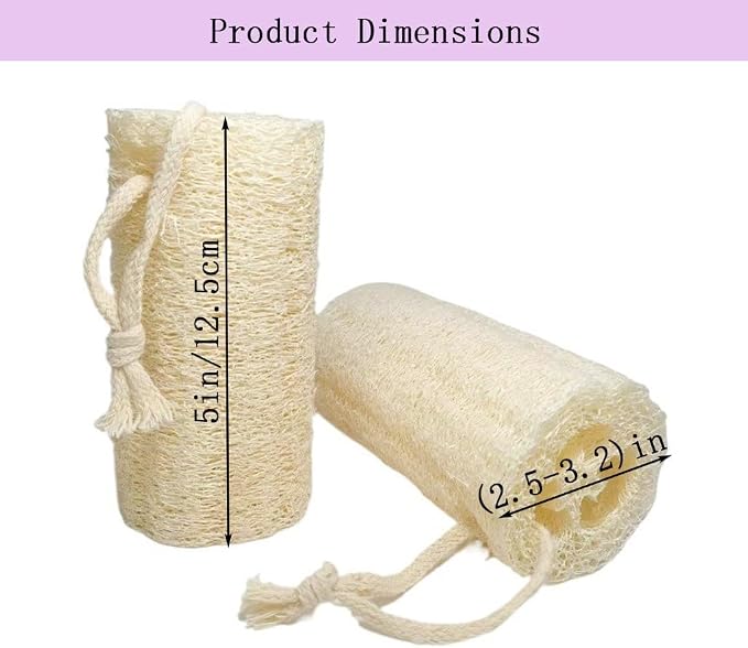 Natural Loofah Exfoliating Body Scrubber,3 Pack | Bath Sponge with Hanging Loop,Shower Loofah Sponge Body Scrubber for Women and Men,Biodegradable Spa Gift