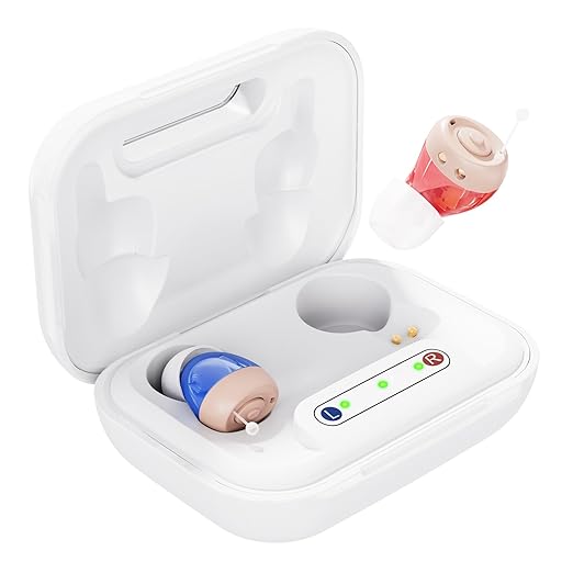 Hearing Aids Rechargeable Hearing Aids for Seniors, Up to 48 Hours of Battery Life, Clear Sound, Easy Volume Control, Automatic On/Off