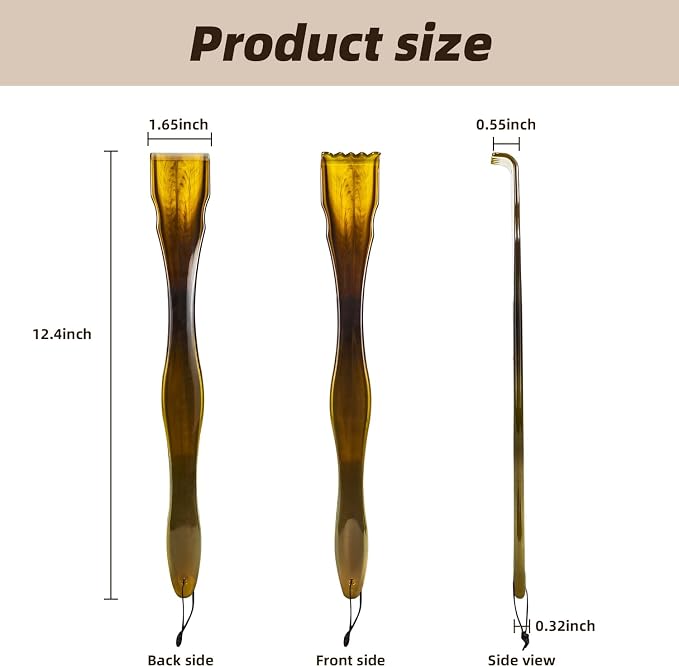 1-Piece Imitation Cow Horn Back Scratcher as Delicate and Smooth as a Gemstone, 12.4-Inch Long Handle Back Scratcher, Suitable for Adult Women and Man, As A Gift for Loved Ones(C-Brown)