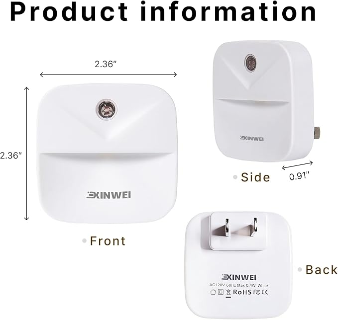 Night Lights Plug into Wall, Automatic LED Night Light with Dusk to Dawn Sensor, Modern V-Groove Design Square Night Lite for Hallway, 0.4W Plug-in Night Lights, 4-Pack (Warm Light)
