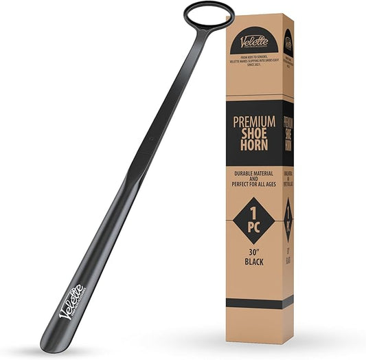 Velette 30" Extra Long Shoe Horn - Plastic Shoe Horn Long Handle for Seniors, Men, Women & Kids - Boot Horns, Shoehorn Long-Handle, Elderly Must Haves - Shoes Spoon, Helper Stick, Gifts for Seniors