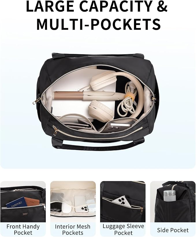 WANDF For Spirit Airlines Personal Item Bag 18x14x8 Underseat with Wet Pocket & Shoe Compartment & Tsa Approved Toiletry Bag