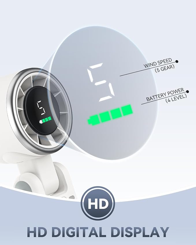 PlayHot Portable Handheld Turbo Fan, Travel Essentials, Gifts for Women/Men | 5-Speed, Up to 12H, 10m/s Airflow, USB-C Rechargeable, LED Display, 3-in-1 Foldable Personal Fan for Cruise, Beach, Vacation