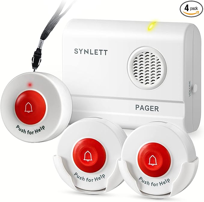 Caregiver Pager Wireless Nurse Call Buttons for Elderly Monitoring SOS Alert System Portable Alarm Call Bell for Nursing Home Care Seniors Patients Emergency