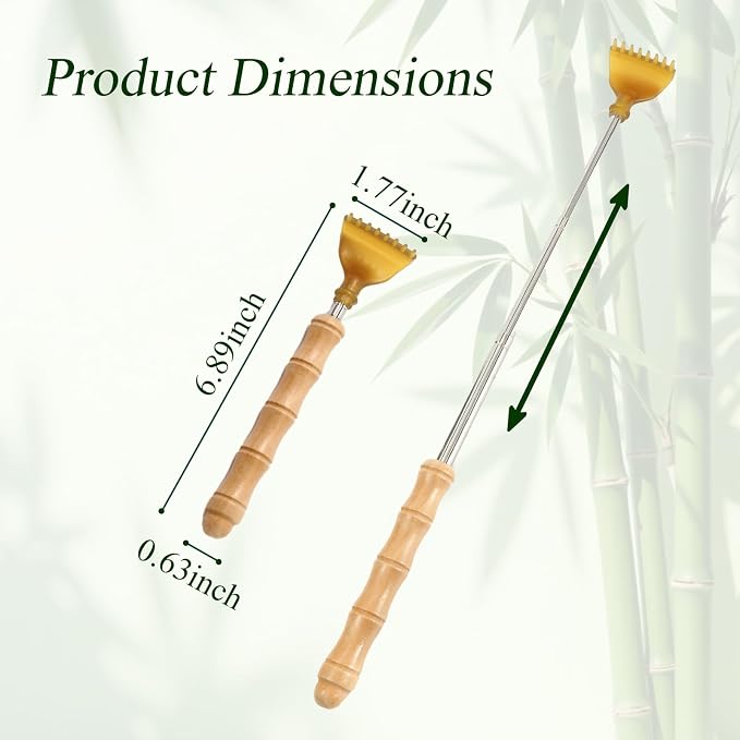Back Scratcher Portable Extendable Bamboo Back Scratcher | Telescoping Body, for Men, Women, Travel and Holidays