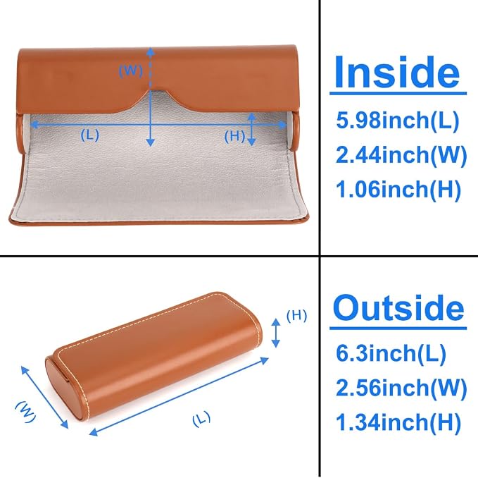 RayLove Hard Shell Glasses Case, Lightweight Leather Eyeglass Case, Travel-Friendly Sunglasses Protector for Men & Women