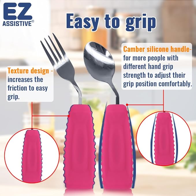 Adaptive Weighted Utensils Set – Spoon and Fork for Hand Tremors, Parkinson’s, Elderly, and Arthritis – Adaptive Eating Utensils for Weak Grip and Limited Mobility