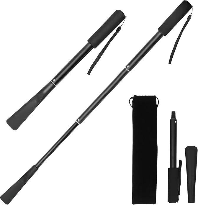 Shudyear Shoe Horn Handle Metal Retractable Shoehorn - Heavy Duty Extendable Shoe Horn with Locking Design, No Bending Shoe Helper for Seniors Elderly Men Women Boots