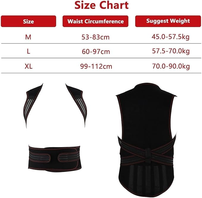 Physical Therapy Back Brace Posture Corrector for Seniors Men & Women Self-Heating 108pcs Magnets Full Back Lumbar Support Belt Shirts Vest Pain Relief for The Elderly, Black, XL/X-Large