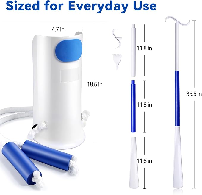 Sock Aid and 35.5 Inch Detachable Long Shoe Horn Set for Seniors, 2-Piece Sock Helper with Dressing Stick and Sock Remover for Putting on Socks, Shoes and Light Clothing Tasks
