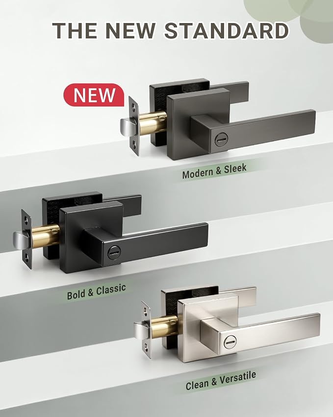 KNOBWELL 6 Pack Black Nickel Door Handles Interior Privacy Door Knob for Bed and Bath Gunmetal Black Door Leverset Mordern Doorknob