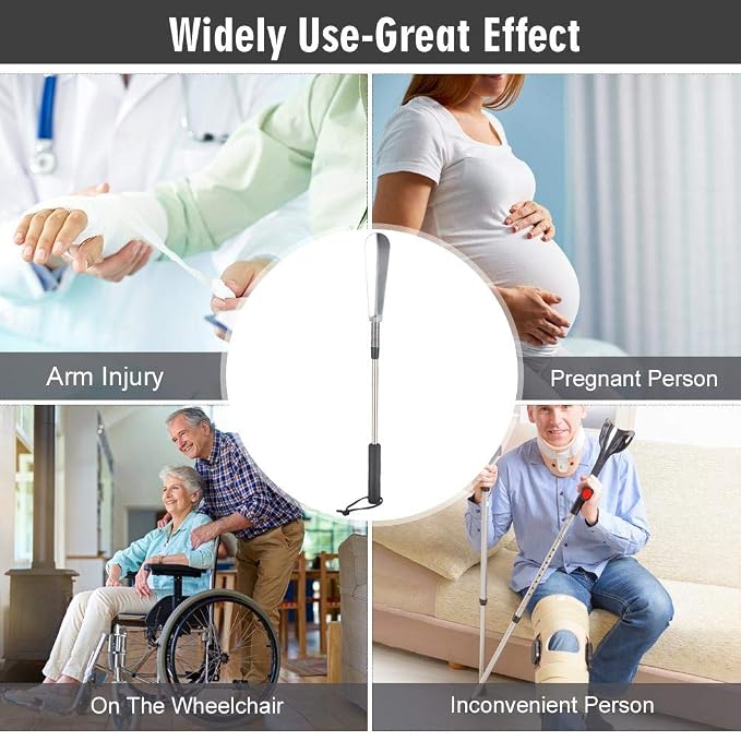 Aid shoehorn Telescopic, Shoe Horn Long Handle Spring Shoe Horn Shoe Accessory Stainless Steel Shoe Lifter for Elderly People,Pregnant woman and Move Inconvenient person