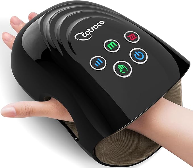 cotsoco Hand Massager - 3Massage Sizes, Cordless Hand Massager with Heat & Compression for Arthritis and Carpal Tunnel, Gift for Men Women Family Friends, Relaxation at Home, Office, Outdoors, Black