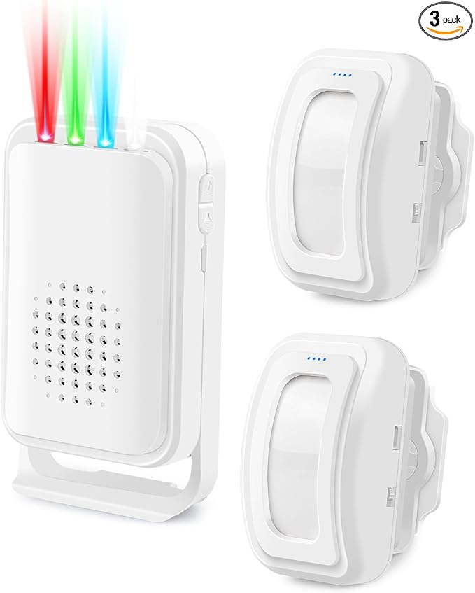 Wireless Motion Sensor Door Chime, Greencycle Doorway Motion Sensor Alarm, Door Chime for Business When Entering, Wireless Door Chime,Motion Sensor Alarm Indoor,918FT Long Distance,1Receiver 2Sensor
